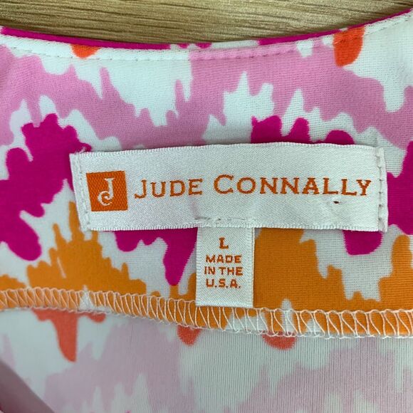 Jude Connally Abstract Dress Size L Pink Orange Athletic Tennis Golf Pockets - Picture 3 of 6